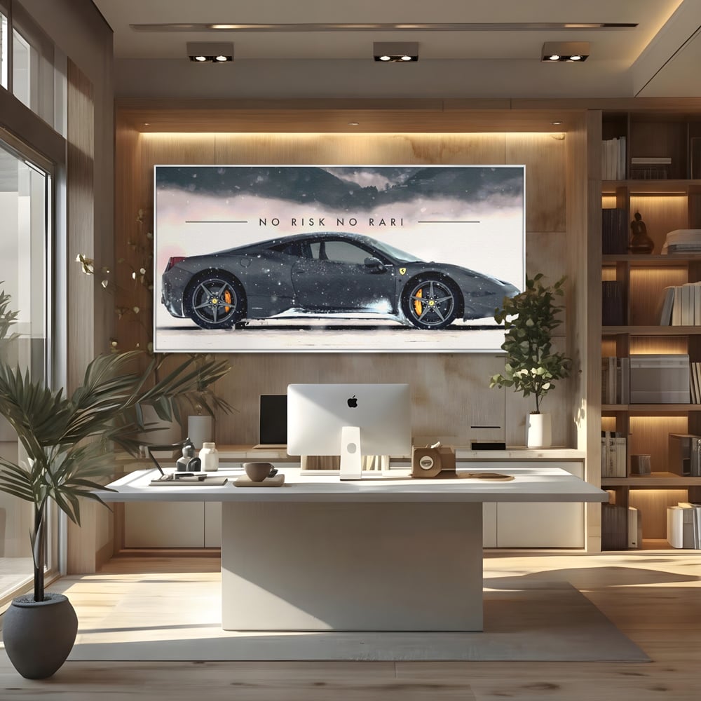 Leinwandbilder Premium LuxCanva® A1170, No Risk No Rari , Motivierend, Wohnen, Leben, Auto, Ferrari, Ferrari, Schlafzimmer, Leuchtende Farben