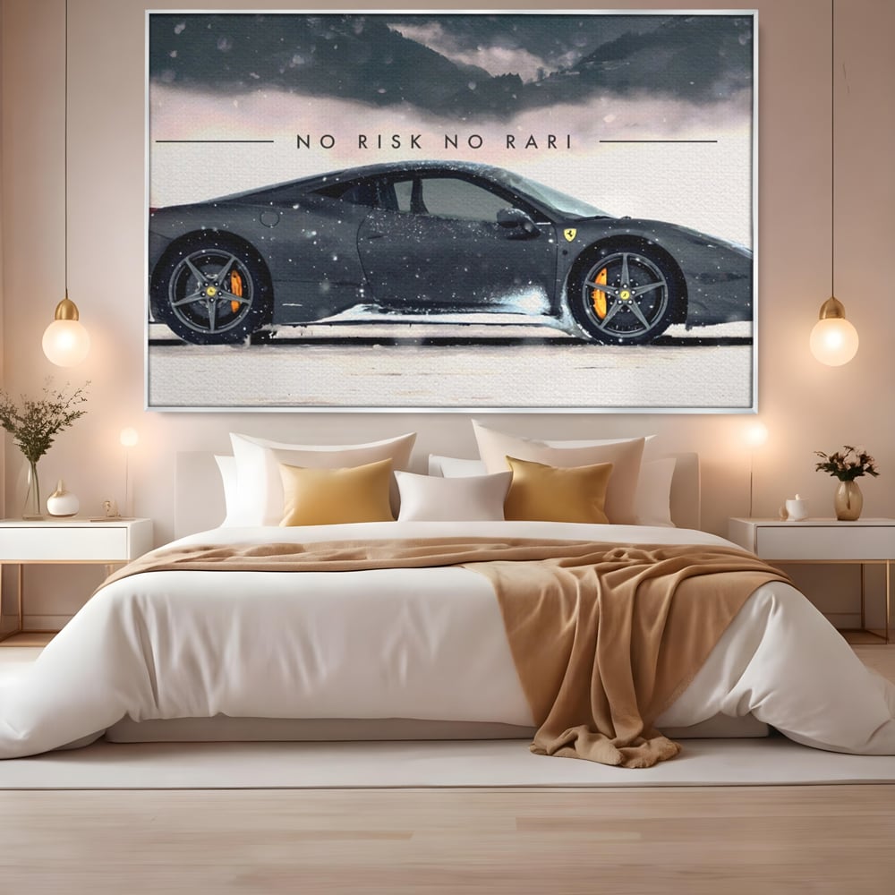 Leinwandbilder Premium LuxCanva® A1170, No Risk No Rari , Motivierend, Wohnen, Leben, Auto, Ferrari, Ferrari, Schlafzimmer, Leuchtende Farben