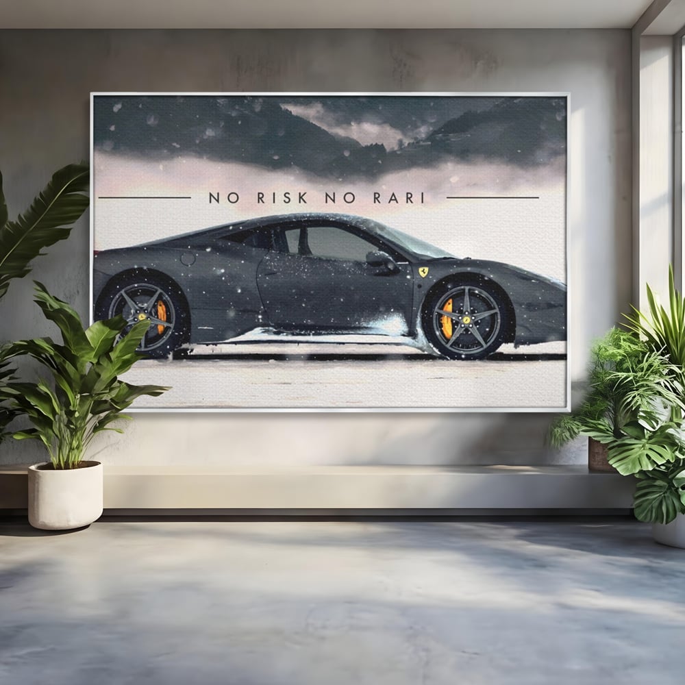 Leinwandbilder Premium LuxCanva® A1170, No Risk No Rari , Motivierend, Wohnen, Leben, Auto, Ferrari, Ferrari, Schlafzimmer, Leuchtende Farben