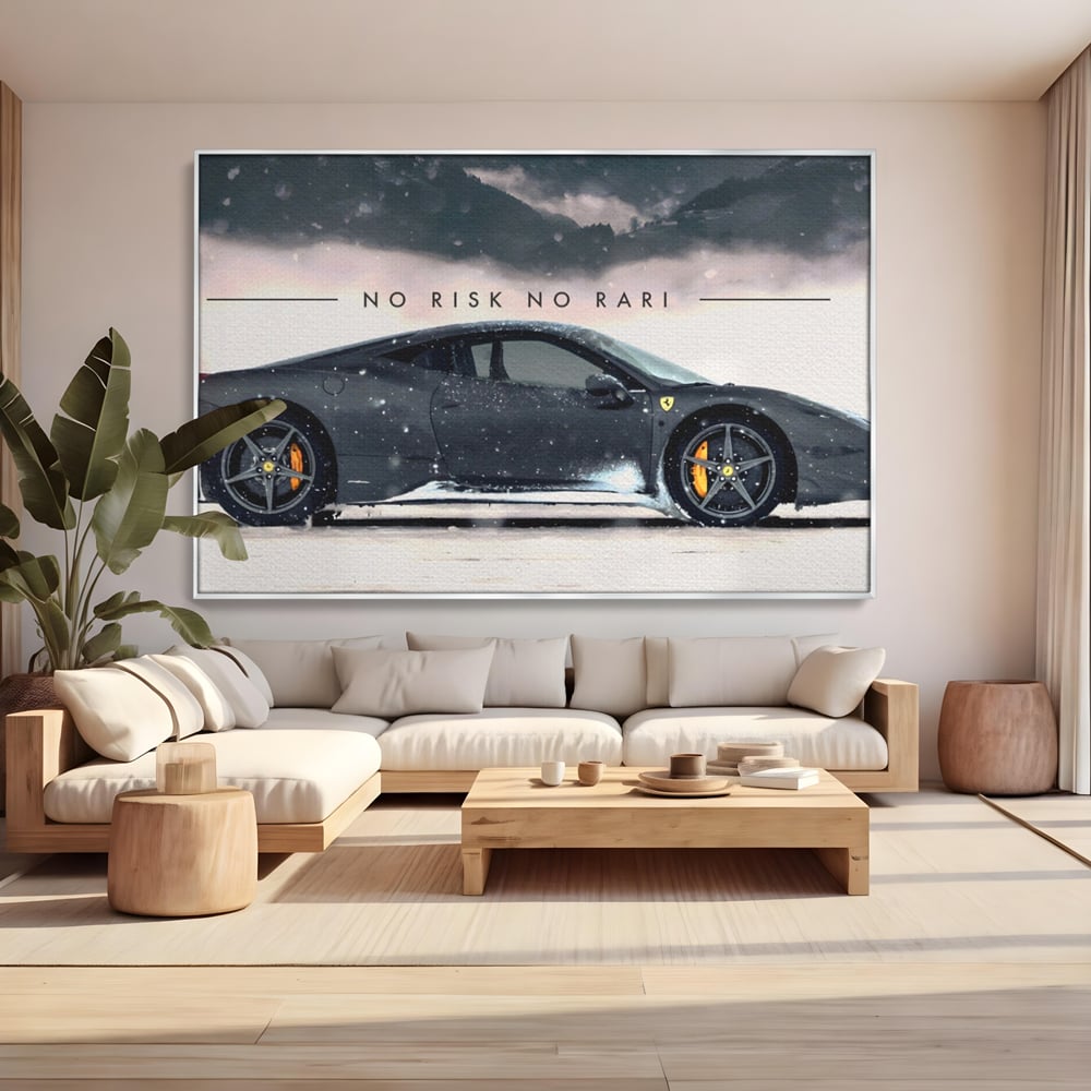 Leinwandbilder Premium LuxCanva® A1170, No Risk No Rari , Motivierend, Wohnen, Leben, Auto, Ferrari, Ferrari, Schlafzimmer, Leuchtende Farben