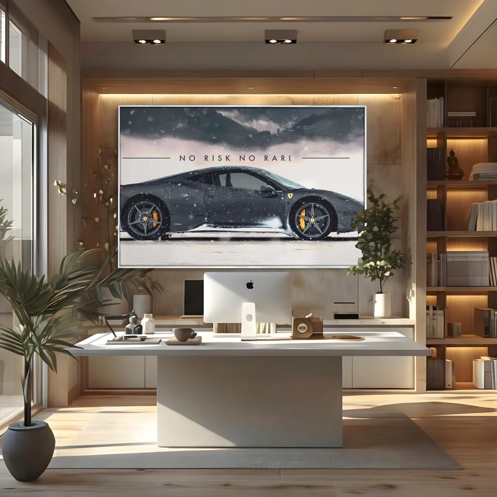 Leinwandbilder Premium LuxCanva® A1170, No Risk No Rari , Motivierend, Wohnen, Leben, Auto, Ferrari, Ferrari, Schlafzimmer, Leuchtende Farben