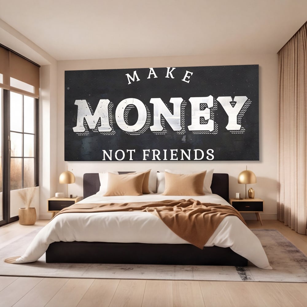 Leinwandbilder Premium LuxCanva® A1171, Make Money Not Friends , Motivierend, Wohnen, Schlafzimmer, Leben, Geld, Lebendige Farben