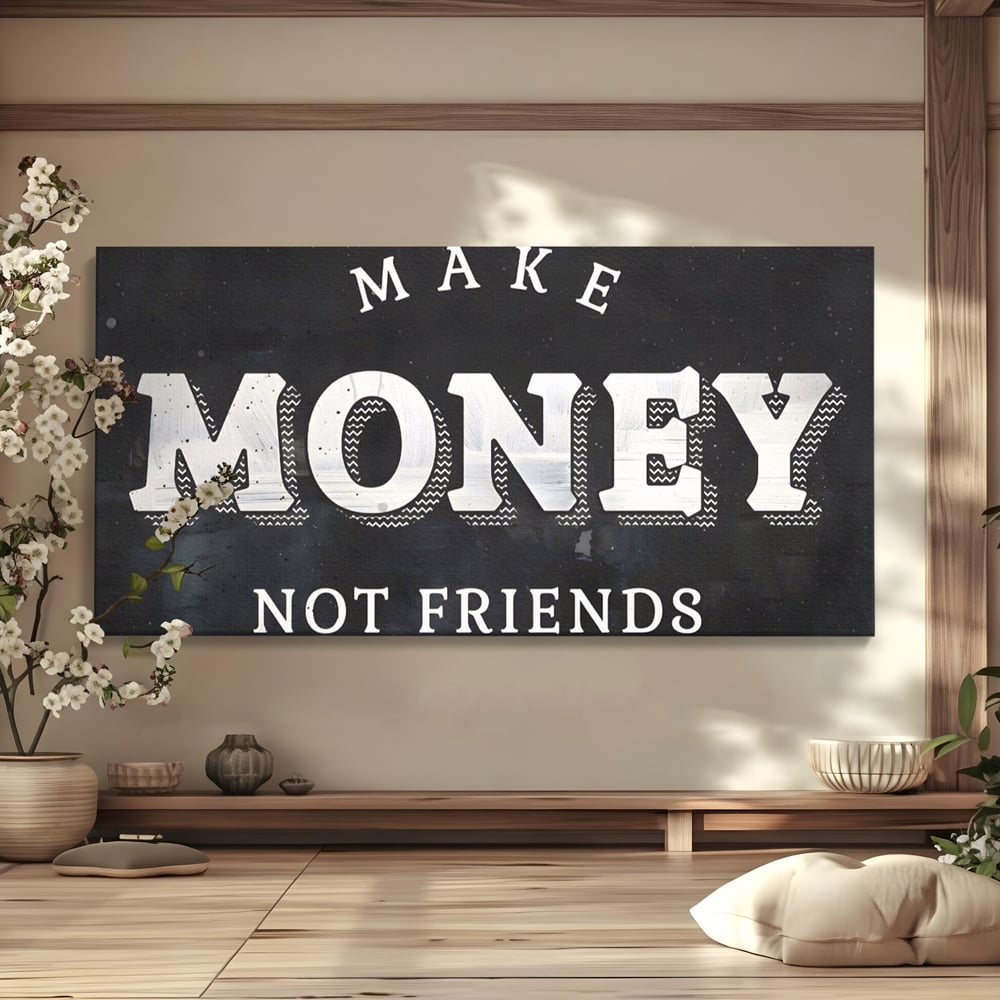 Leinwandbilder Premium LuxCanva® A1171, Make Money Not Friends , Motivierend, Wohnen, Schlafzimmer, Leben, Geld, Lebendige Farben