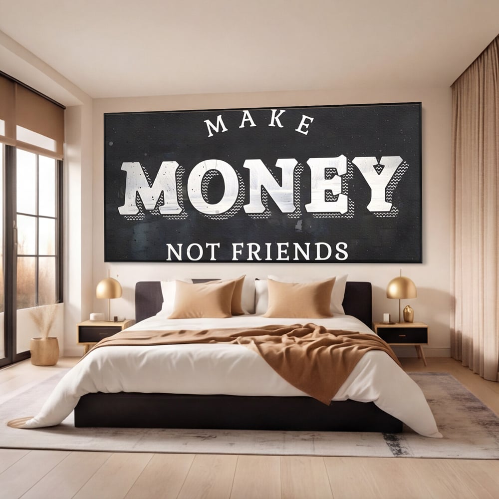 Leinwandbilder Premium LuxCanva® A1171, Make Money Not Friends , Motivierend, Wohnen, Schlafzimmer, Leben, Geld, Lebendige Farben