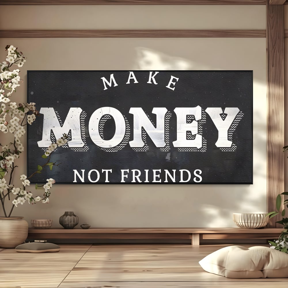Leinwandbilder Premium LuxCanva® A1171, Make Money Not Friends , Motivierend, Wohnen, Schlafzimmer, Leben, Geld, Lebendige Farben
