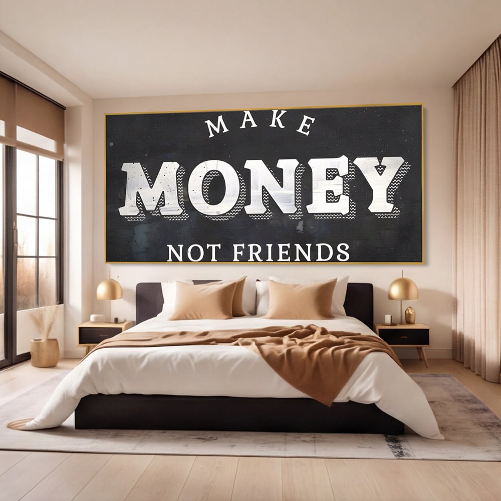 Leinwandbilder Premium LuxCanva® A1171, Make Money Not Friends , Motivierend, Wohnen, Schlafzimmer, Leben, Geld, Lebendige Farben