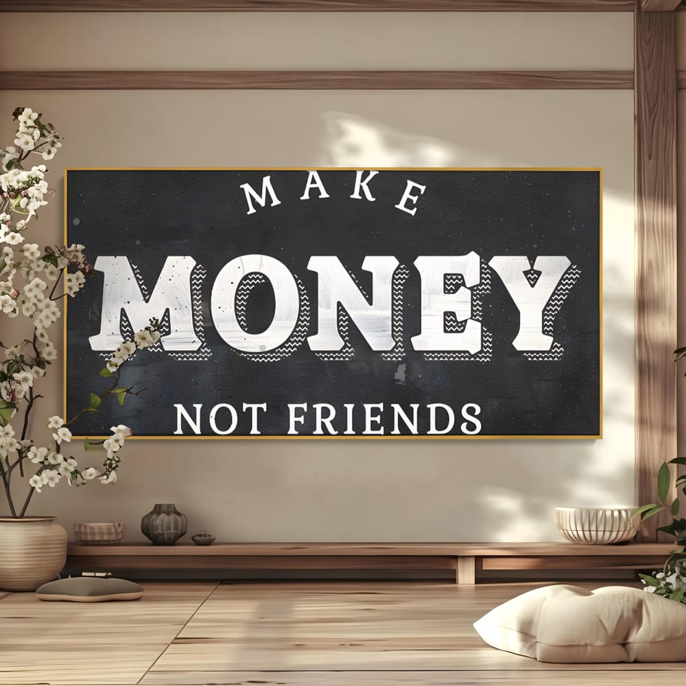 Leinwandbilder Premium LuxCanva® A1171, Make Money Not Friends , Motivierend, Wohnen, Schlafzimmer, Leben, Geld, Lebendige Farben