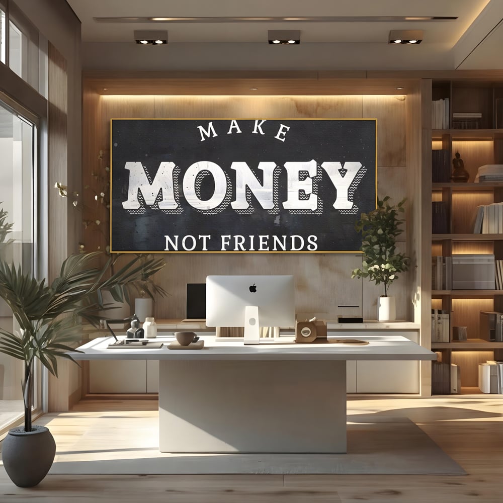Leinwandbilder Premium LuxCanva® A1171, Make Money Not Friends , Motivierend, Wohnen, Schlafzimmer, Leben, Geld, Lebendige Farben