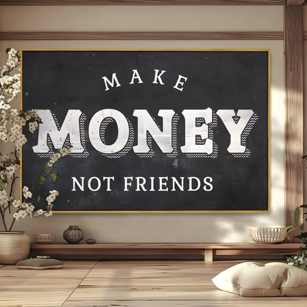 Leinwandbilder Premium LuxCanva® A1171, Make Money Not Friends , Motivierend, Wohnen, Schlafzimmer, Leben, Geld, Lebendige Farben