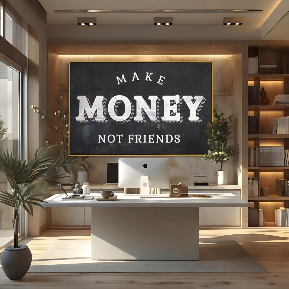 Leinwandbilder Premium LuxCanva® A1171, Make Money Not Friends , Motivierend, Wohnen, Schlafzimmer, Leben, Geld, Lebendige Farben