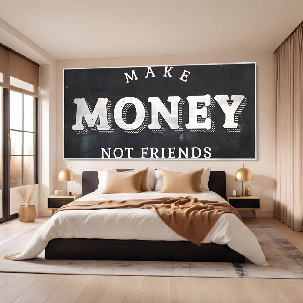 Leinwandbilder Premium LuxCanva® A1171, Make Money Not Friends , Motivierend, Wohnen, Schlafzimmer, Leben, Geld, Lebendige Farben