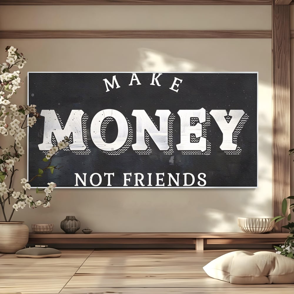 Leinwandbilder Premium LuxCanva® A1171, Make Money Not Friends , Motivierend, Wohnen, Schlafzimmer, Leben, Geld, Lebendige Farben