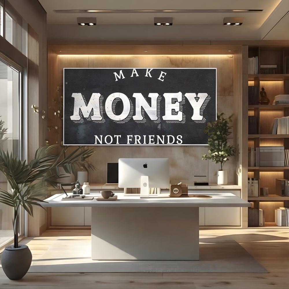 Leinwandbilder Premium LuxCanva® A1171, Make Money Not Friends , Motivierend, Wohnen, Schlafzimmer, Leben, Geld, Lebendige Farben