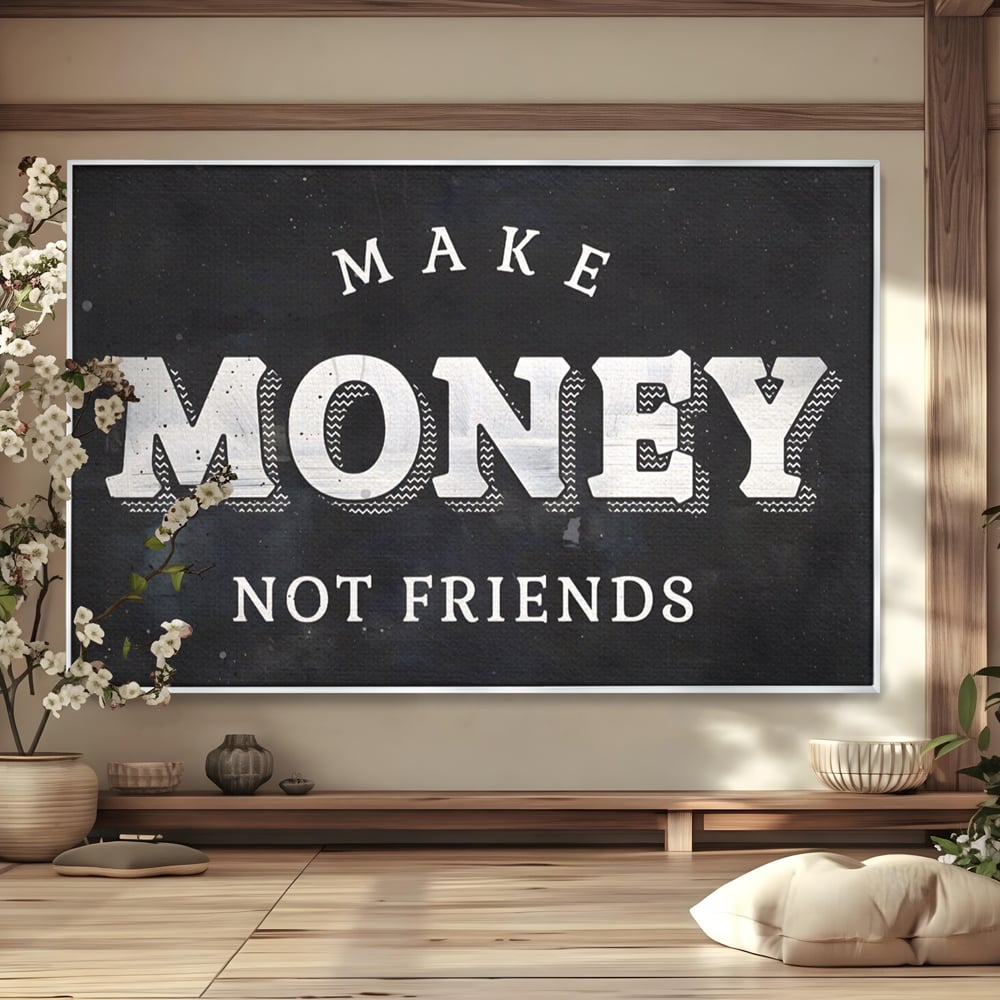 Leinwandbilder Premium LuxCanva® A1171, Make Money Not Friends , Motivierend, Wohnen, Schlafzimmer, Leben, Geld, Lebendige Farben