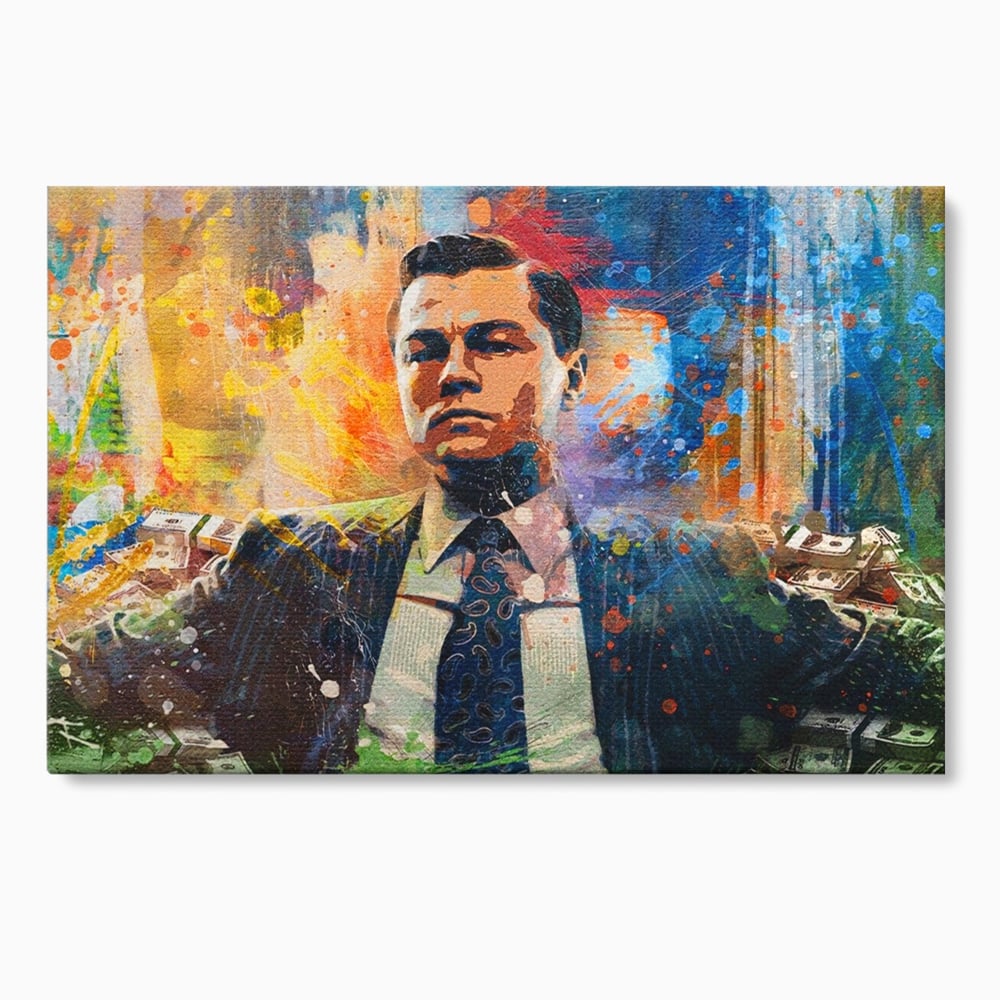Tablou Canvas Premium LuxCanva® A1172, Money Men , Motivational, Living, Birou, Bani, Leonardo DiCaprio, Culori Vibrante