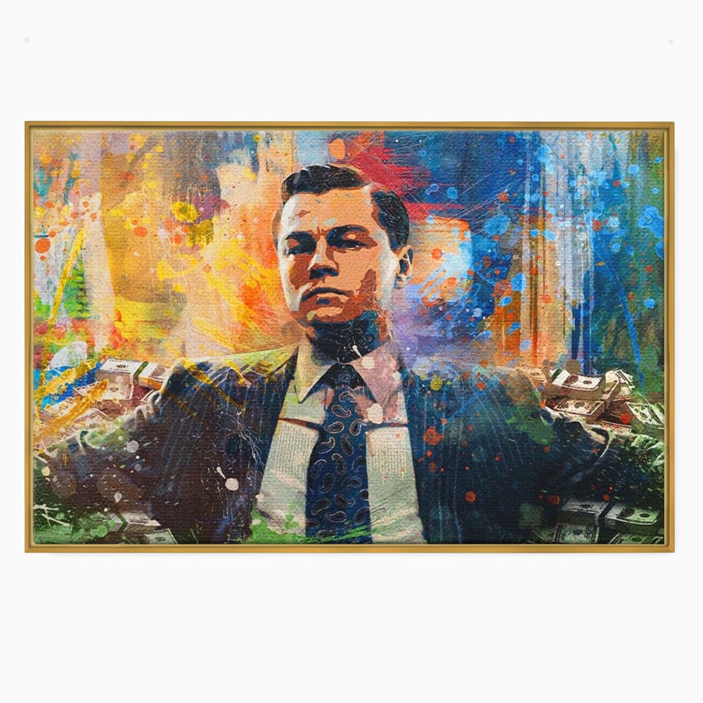 Tablou Canvas Premium LuxCanva® A1172, Money Men , Motivational, Living, Birou, Bani, Leonardo DiCaprio, Culori Vibrante