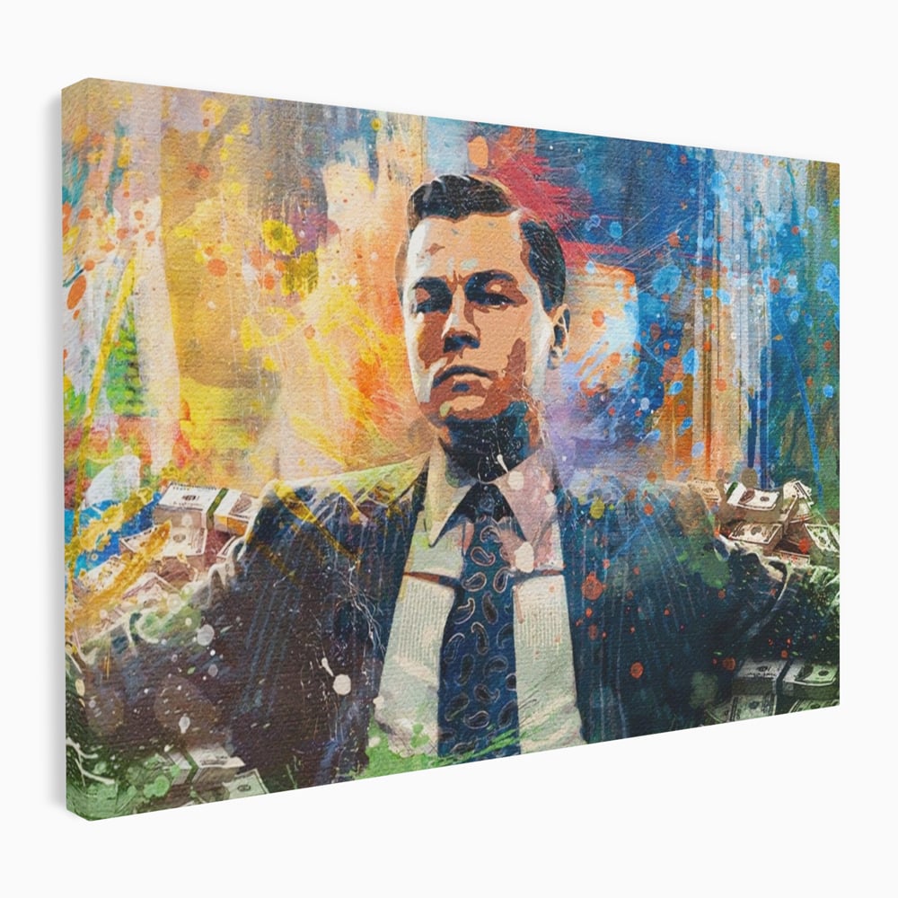 Tablou Canvas Premium LuxCanva® A1172, Money Men , Motivational, Living, Birou, Bani, Leonardo DiCaprio, Culori Vibrante