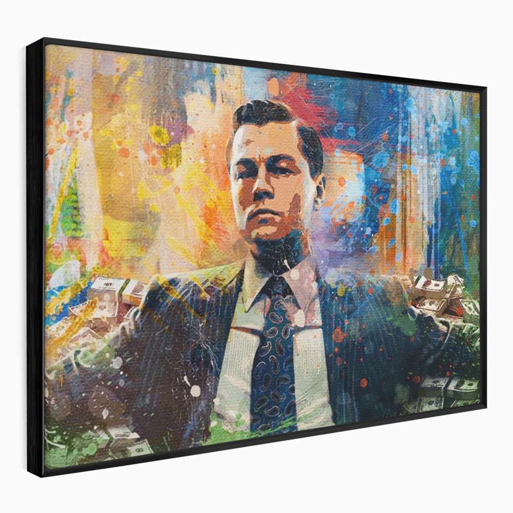 Tablou Canvas Premium LuxCanva® A1172, Money Men , Motivational, Living, Birou, Bani, Leonardo DiCaprio, Culori Vibrante