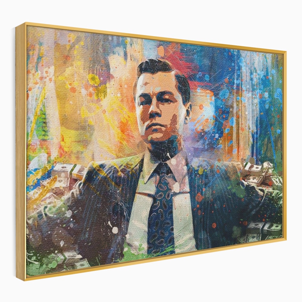 Tablou Canvas Premium LuxCanva® A1172, Money Men , Motivational, Living, Birou, Bani, Leonardo DiCaprio, Culori Vibrante