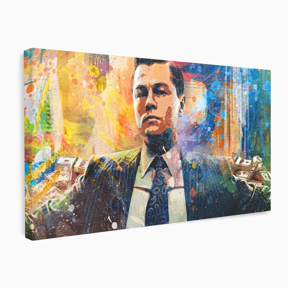 Tablou Canvas Premium LuxCanva® A1172, Money Men , Motivational, Living, Birou, Bani, Leonardo DiCaprio, Culori Vibrante