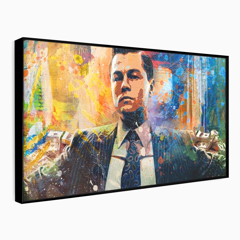 Tablou Canvas Premium LuxCanva® A1172, Money Men , Motivational, Living, Birou, Bani, Leonardo DiCaprio, Culori Vibrante