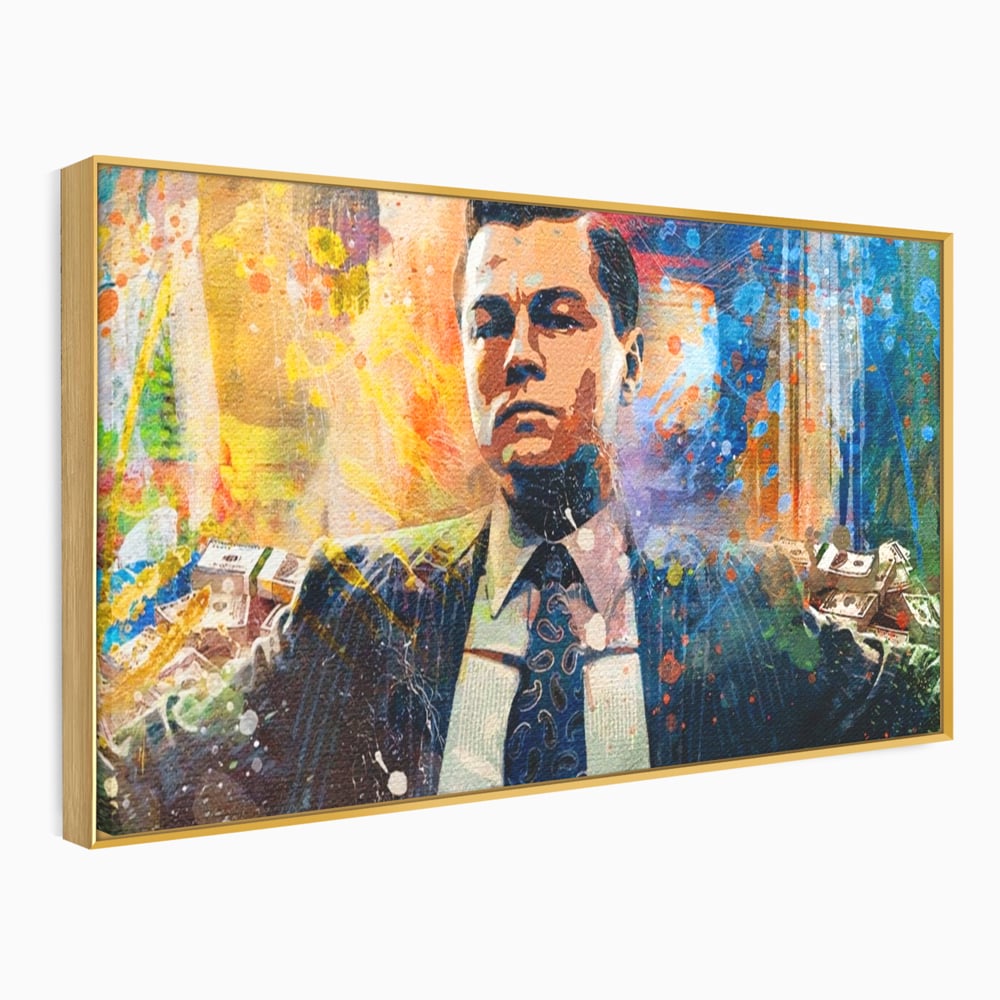 Tablou Canvas Premium LuxCanva® A1172, Money Men , Motivational, Living, Birou, Bani, Leonardo DiCaprio, Culori Vibrante