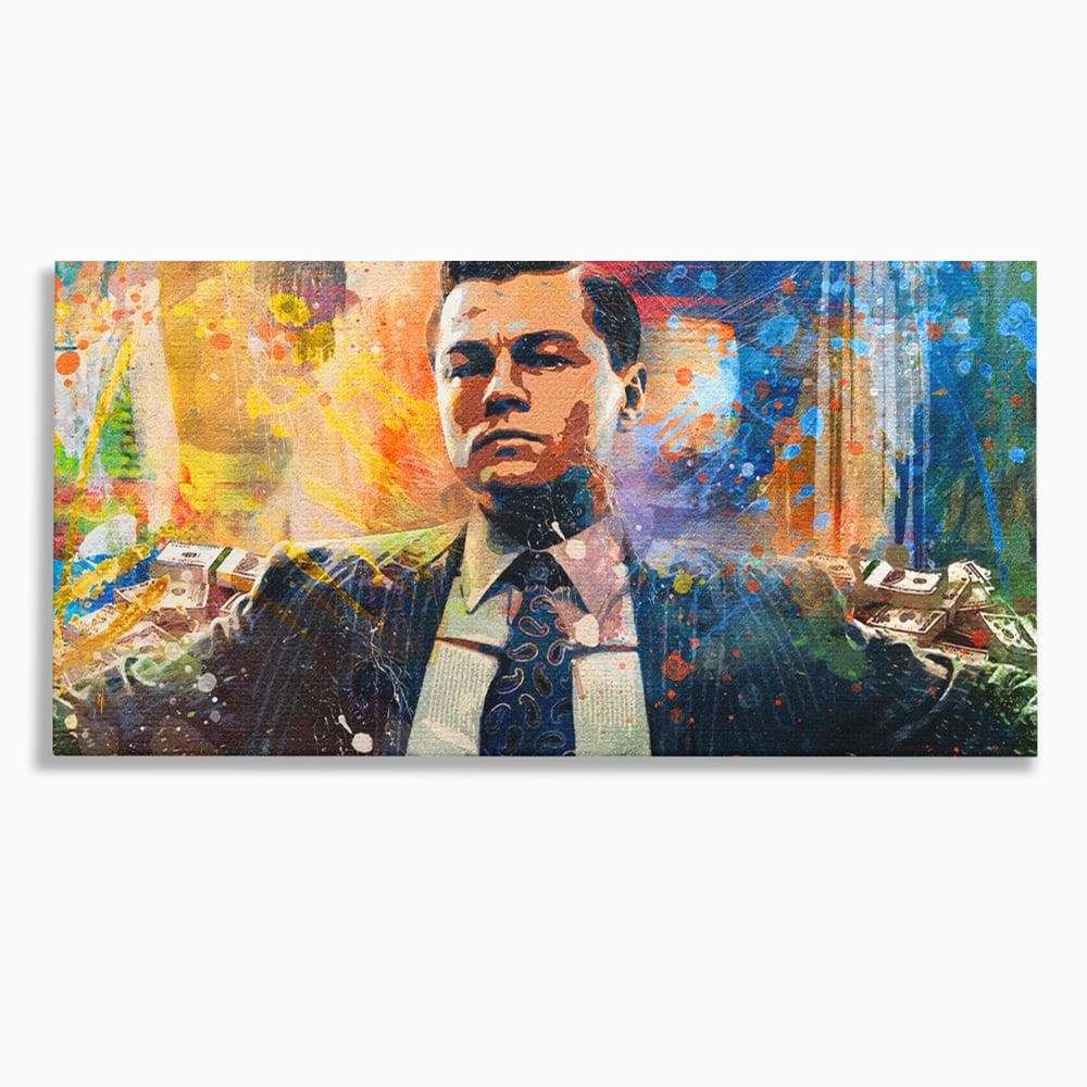 Tablou Canvas Premium LuxCanva® A1172, Money Men , Motivational, Living, Birou, Bani, Leonardo DiCaprio, Culori Vibrante