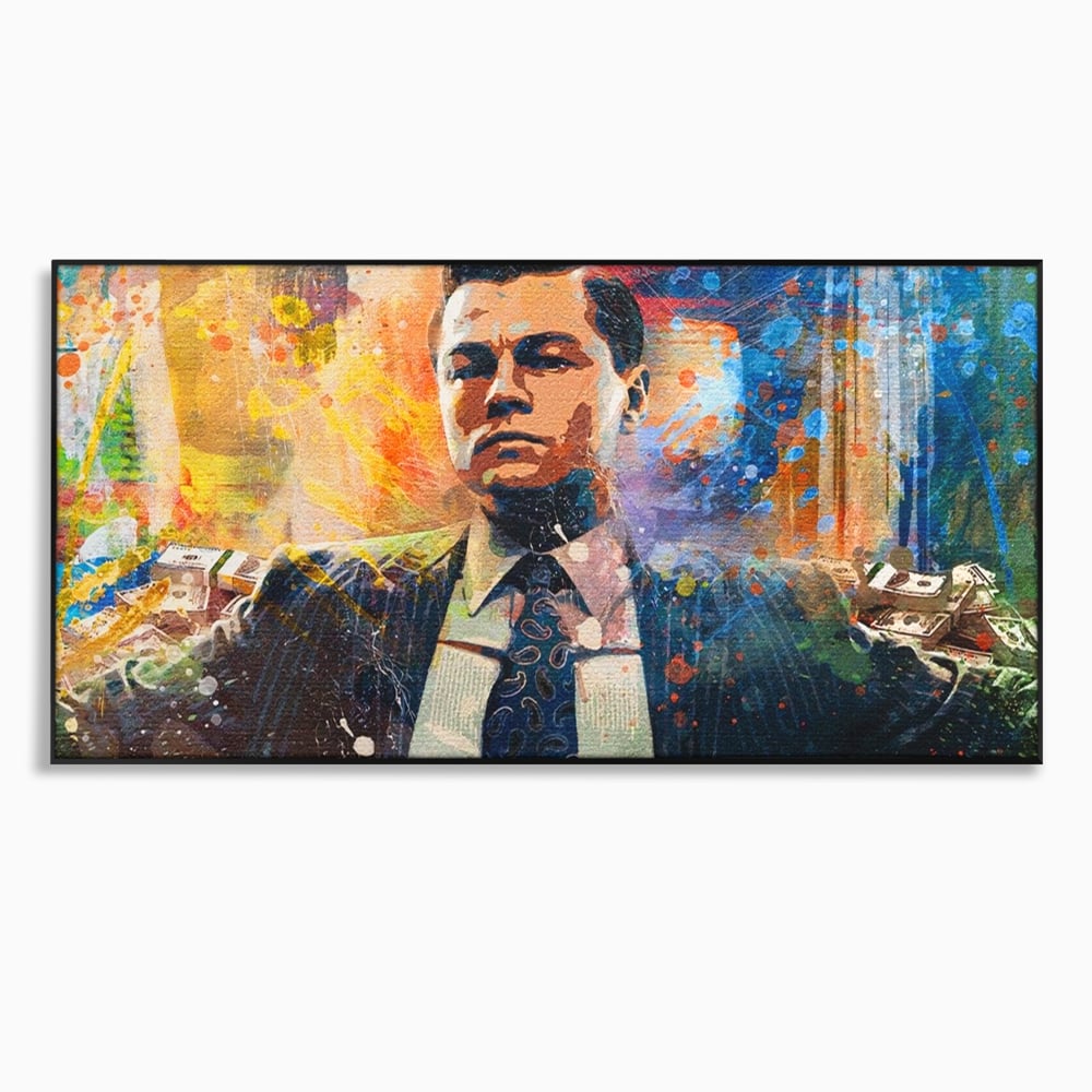 Tablou Canvas Premium LuxCanva® A1172, Money Men , Motivational, Living, Birou, Bani, Leonardo DiCaprio, Culori Vibrante