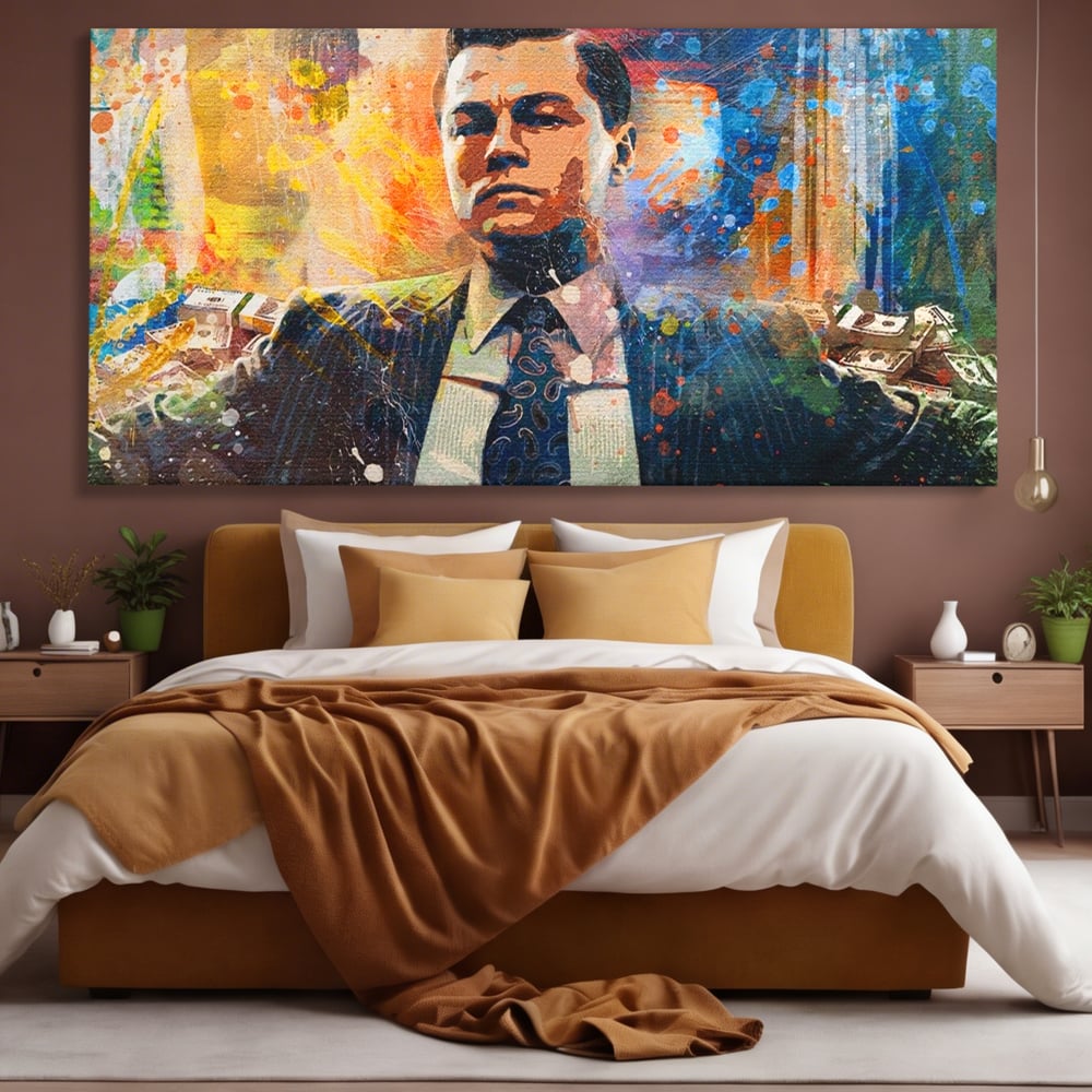 Tablou Canvas Premium LuxCanva® A1172, Money Men , Motivational, Living, Birou, Bani, Leonardo DiCaprio, Culori Vibrante