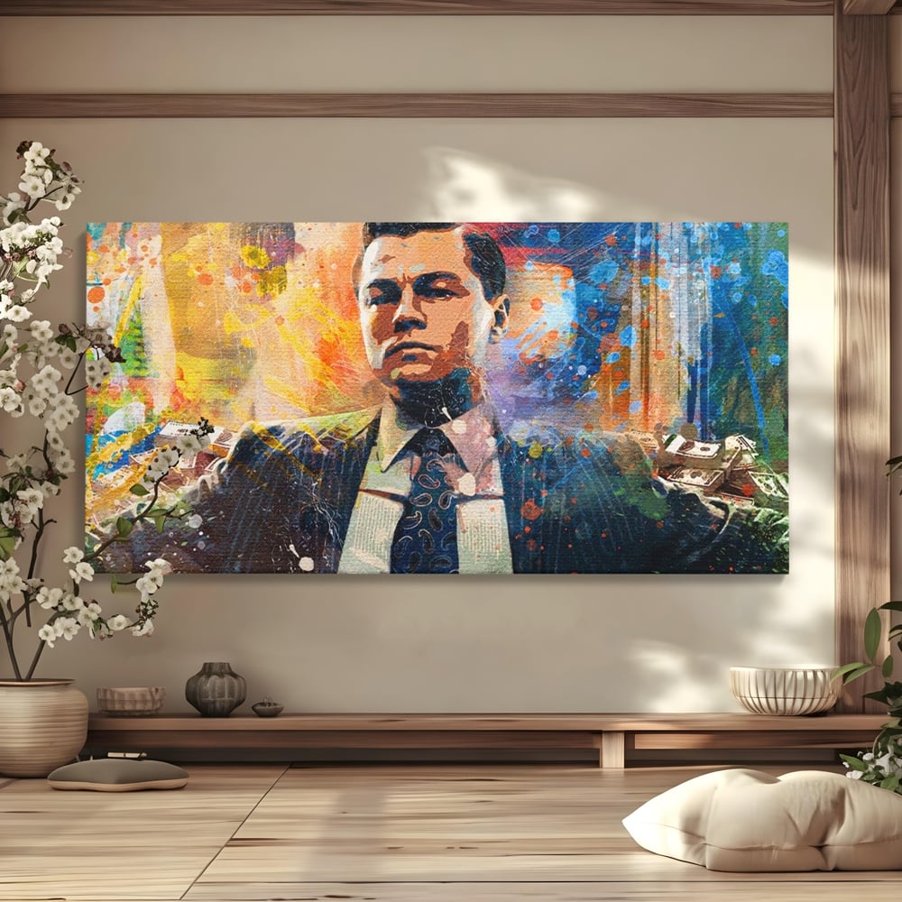 Tablou Canvas Premium LuxCanva® A1172, Money Men , Motivational, Living, Birou, Bani, Leonardo DiCaprio, Culori Vibrante