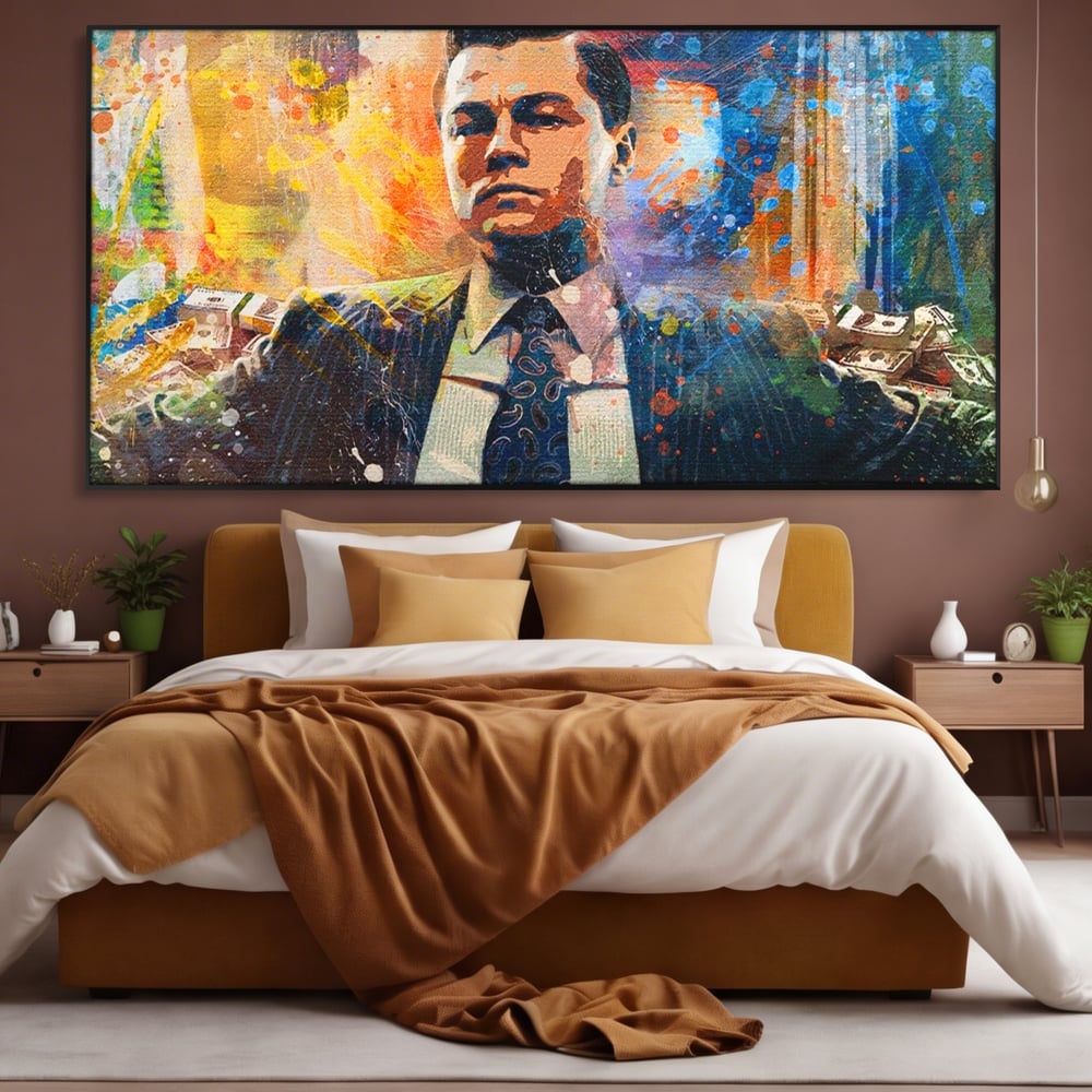 Tablou Canvas Premium LuxCanva® A1172, Money Men , Motivational, Living, Birou, Bani, Leonardo DiCaprio, Culori Vibrante