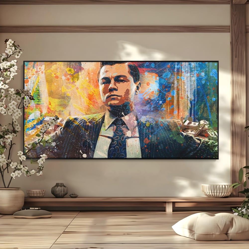 Tablou Canvas Premium LuxCanva® A1172, Money Men , Motivational, Living, Birou, Bani, Leonardo DiCaprio, Culori Vibrante