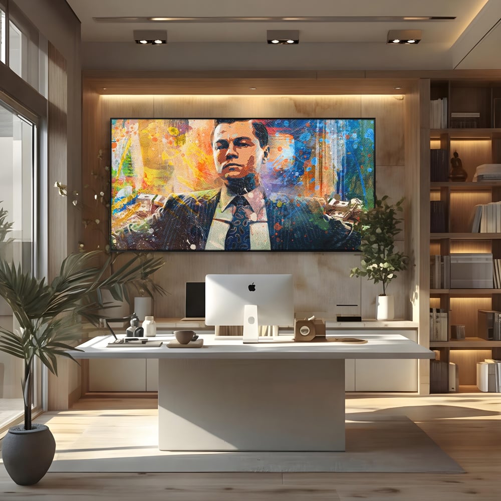 Tablou Canvas Premium LuxCanva® A1172, Money Men , Motivational, Living, Birou, Bani, Leonardo DiCaprio, Culori Vibrante