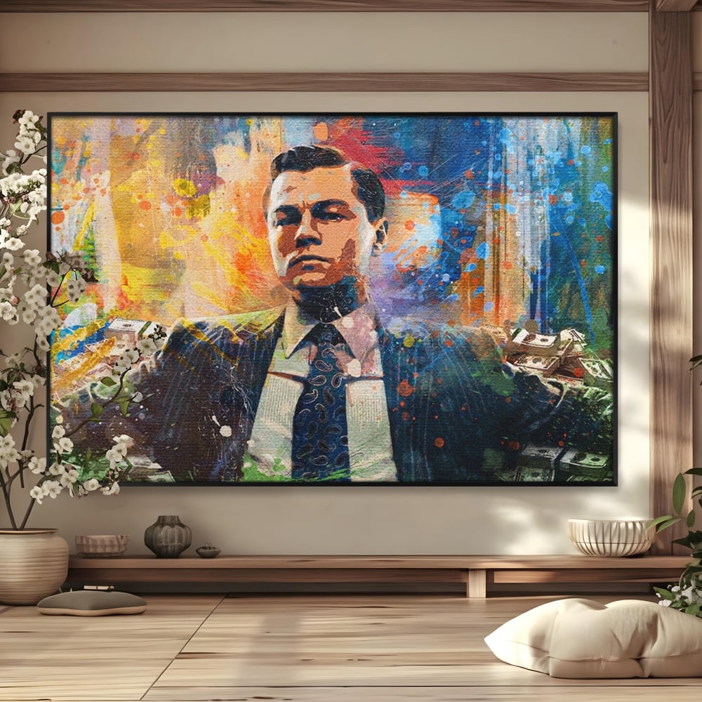 Tablou Canvas Premium LuxCanva® A1172, Money Men , Motivational, Living, Birou, Bani, Leonardo DiCaprio, Culori Vibrante