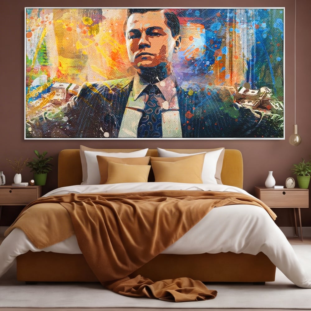 Tablou Canvas Premium LuxCanva® A1172, Money Men , Motivational, Living, Birou, Bani, Leonardo DiCaprio, Culori Vibrante