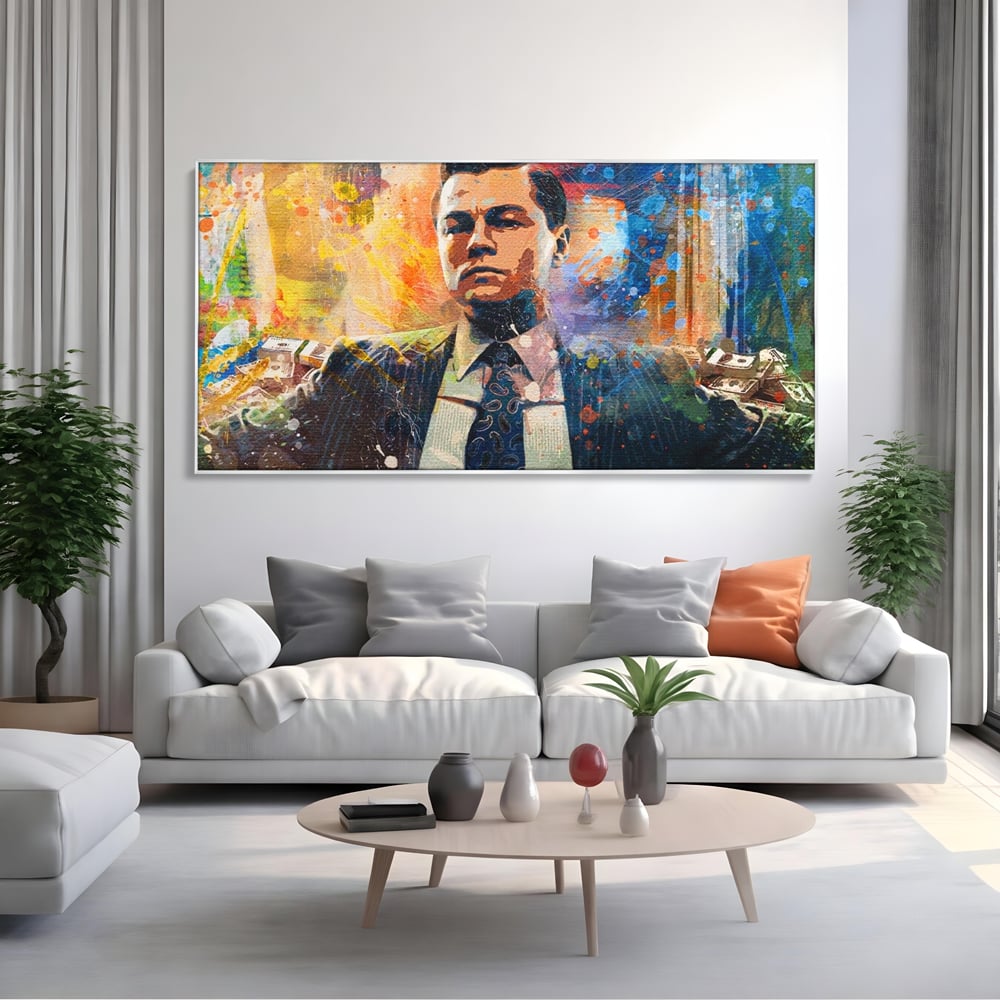Tablou Canvas Premium LuxCanva® A1172, Money Men , Motivational, Living, Birou, Bani, Leonardo DiCaprio, Culori Vibrante
