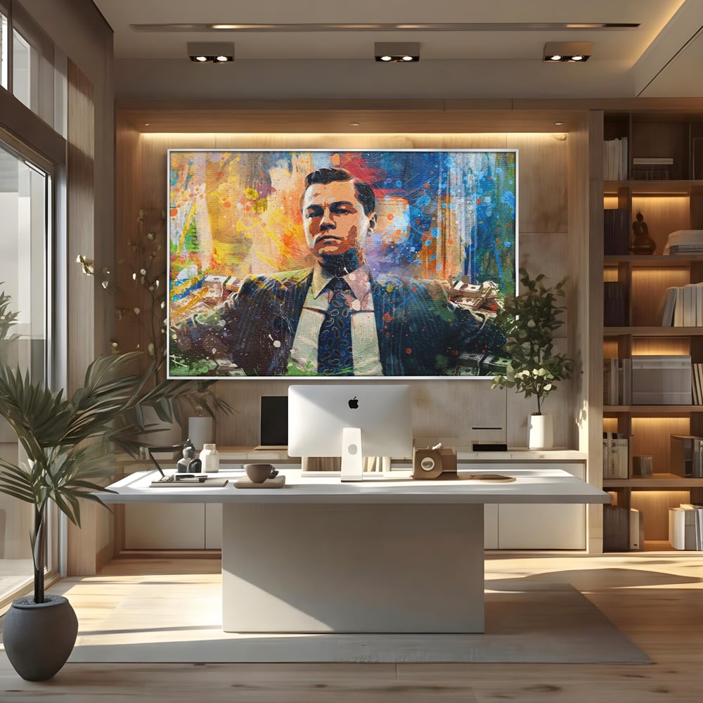 Tablou Canvas Premium LuxCanva® A1172, Money Men , Motivational, Living, Birou, Bani, Leonardo DiCaprio, Culori Vibrante