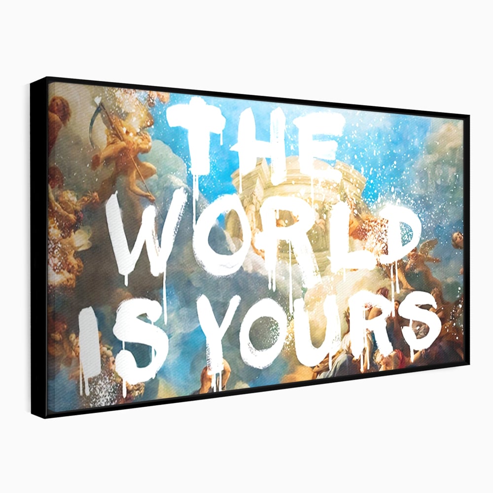 Leinwandbilder Premium LuxCanva® A1175, Die Welt gehört dir, Motivationsbilder, Büro, Engel, Himmel, leuchtende Farben