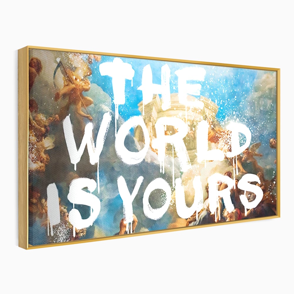 Leinwandbilder Premium LuxCanva® A1175, Die Welt gehört dir, Motivationsbilder, Büro, Engel, Himmel, leuchtende Farben