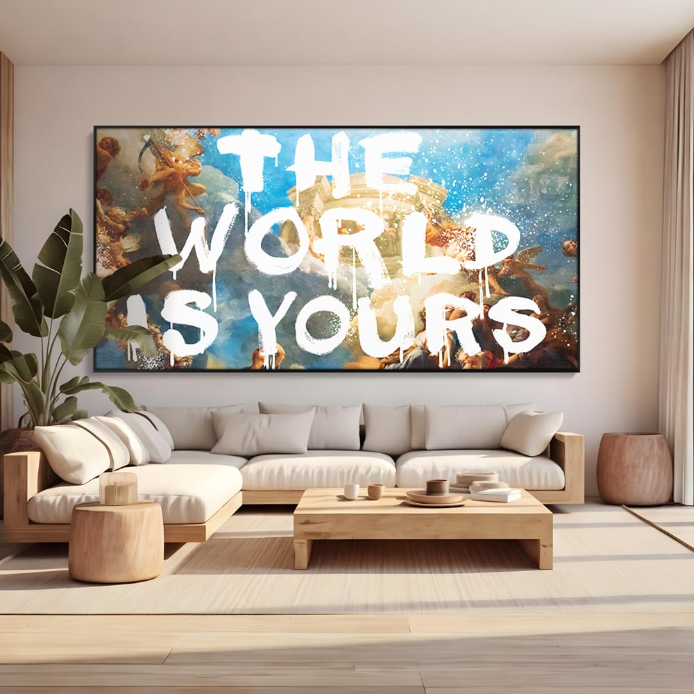 Leinwandbilder Premium LuxCanva® A1175, Die Welt gehört dir, Motivationsbilder, Büro, Engel, Himmel, leuchtende Farben