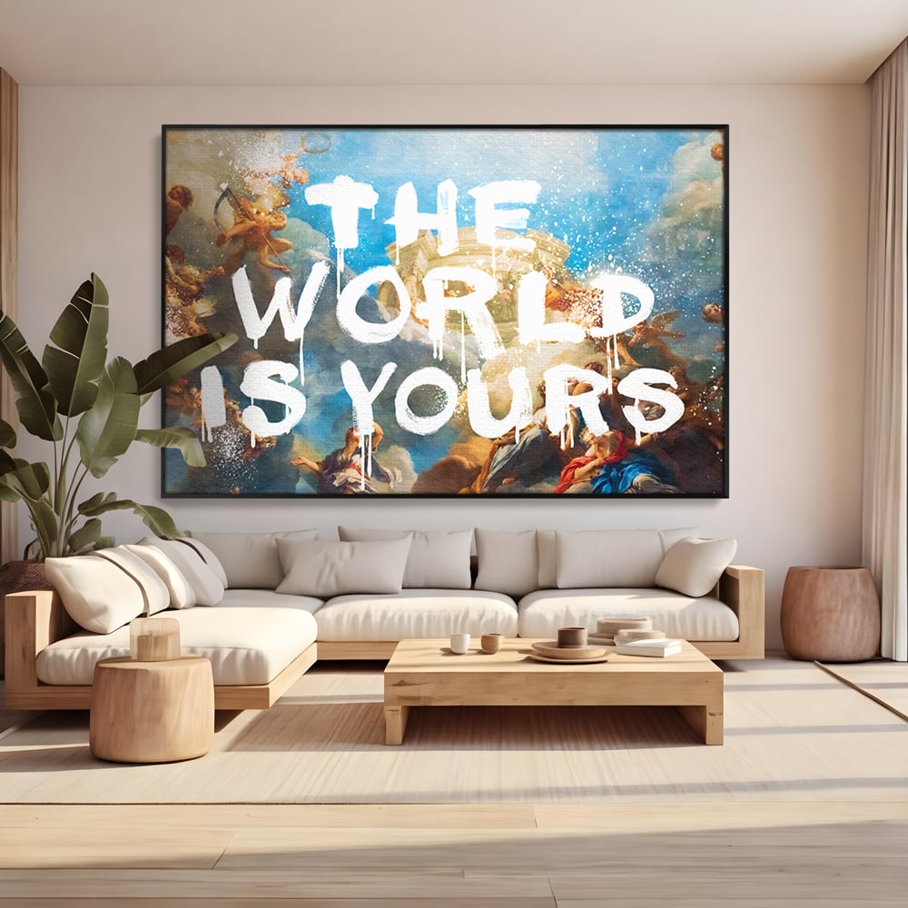 Leinwandbilder Premium LuxCanva® A1175, Die Welt gehört dir, Motivationsbilder, Büro, Engel, Himmel, leuchtende Farben