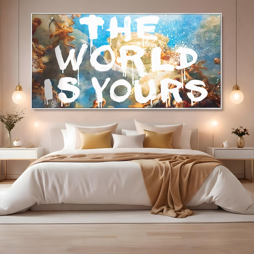 Leinwandbilder Premium LuxCanva® A1175, Die Welt gehört dir, Motivationsbilder, Büro, Engel, Himmel, leuchtende Farben