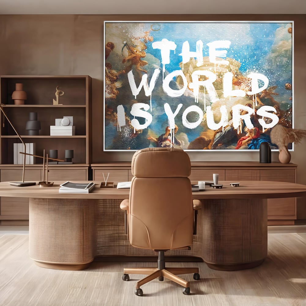Leinwandbilder Premium LuxCanva® A1175, Die Welt gehört dir, Motivationsbilder, Büro, Engel, Himmel, leuchtende Farben