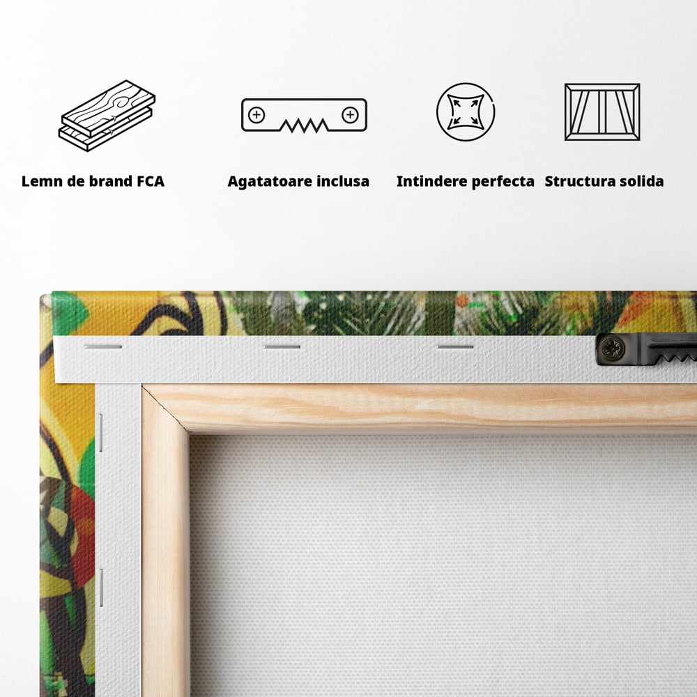 Tablou Canvas Premium LuxCanva® A1176, Monopoly Dollars , Palm Angels, Palmier, Dormitor, Dolar, Culori Vibrante