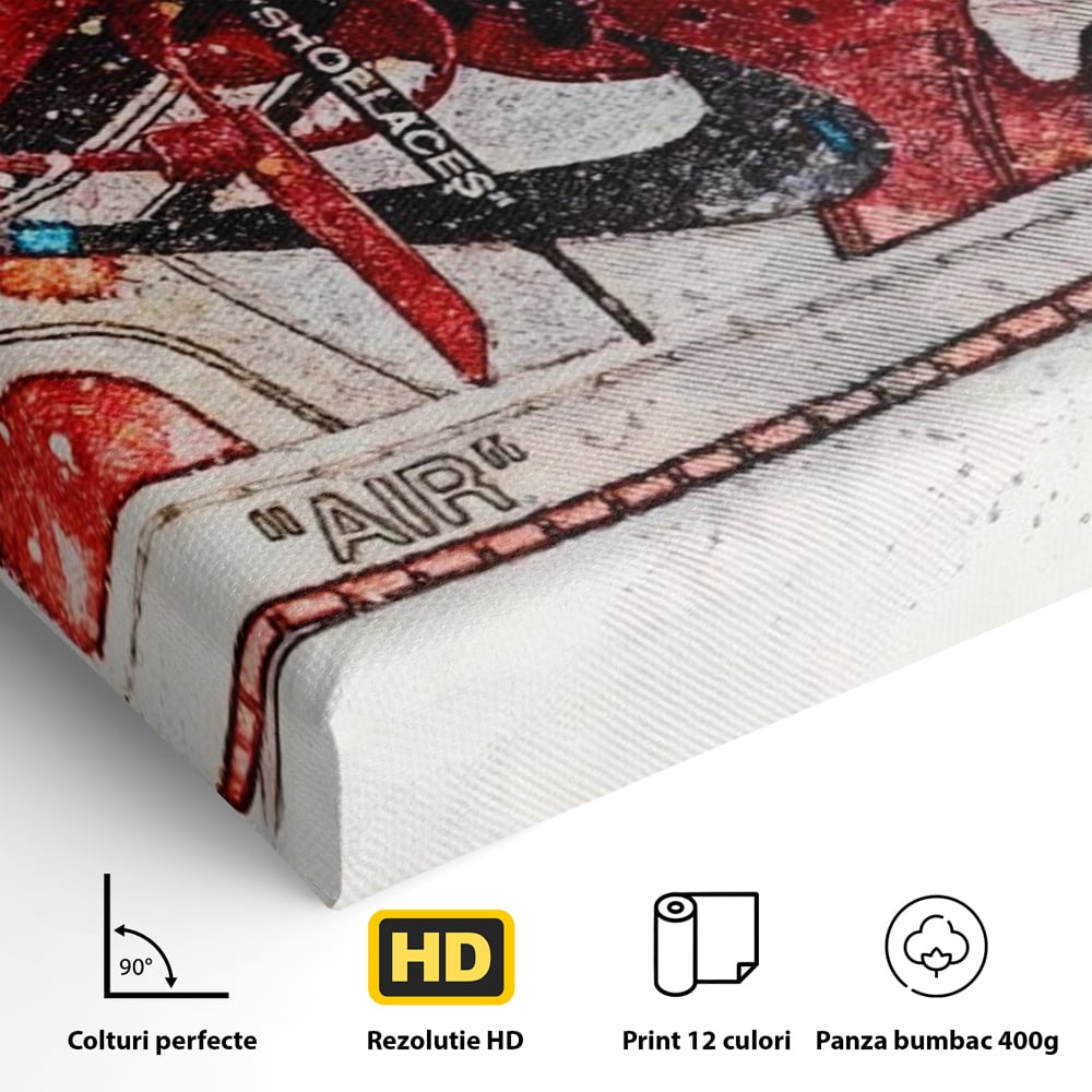 Tablou Canvas Premium, LuxCanva® A1178, Nike Air, Living, Rosu, Jordan, Incaltaminte, Cafenea, Culori Vibrante