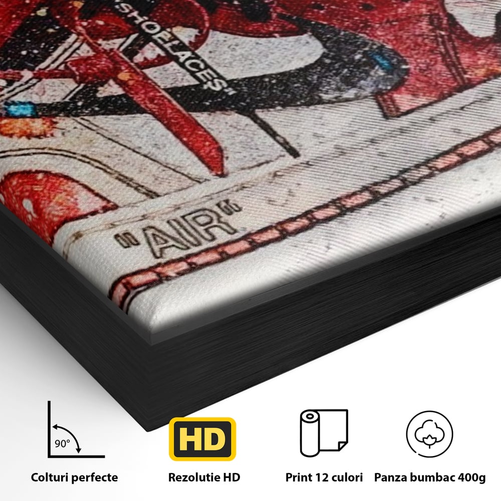 Tablou Canvas Premium, LuxCanva® A1178, Nike Air, Living, Rosu, Jordan, Incaltaminte, Cafenea, Culori Vibrante