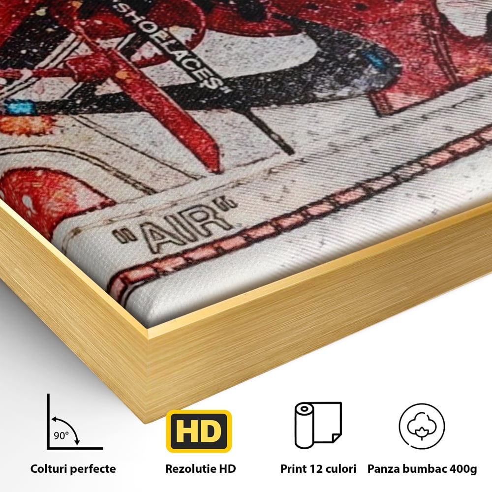 Tablou Canvas Premium, LuxCanva® A1178, Nike Air, Living, Rosu, Jordan, Incaltaminte, Cafenea, Culori Vibrante