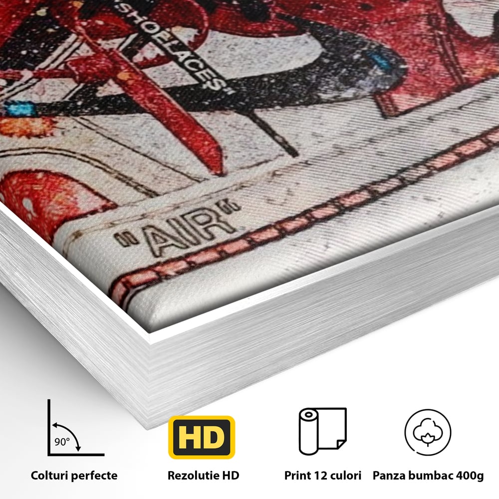 Tablou Canvas Premium, LuxCanva® A1178, Nike Air, Living, Rosu, Jordan, Incaltaminte, Cafenea, Culori Vibrante