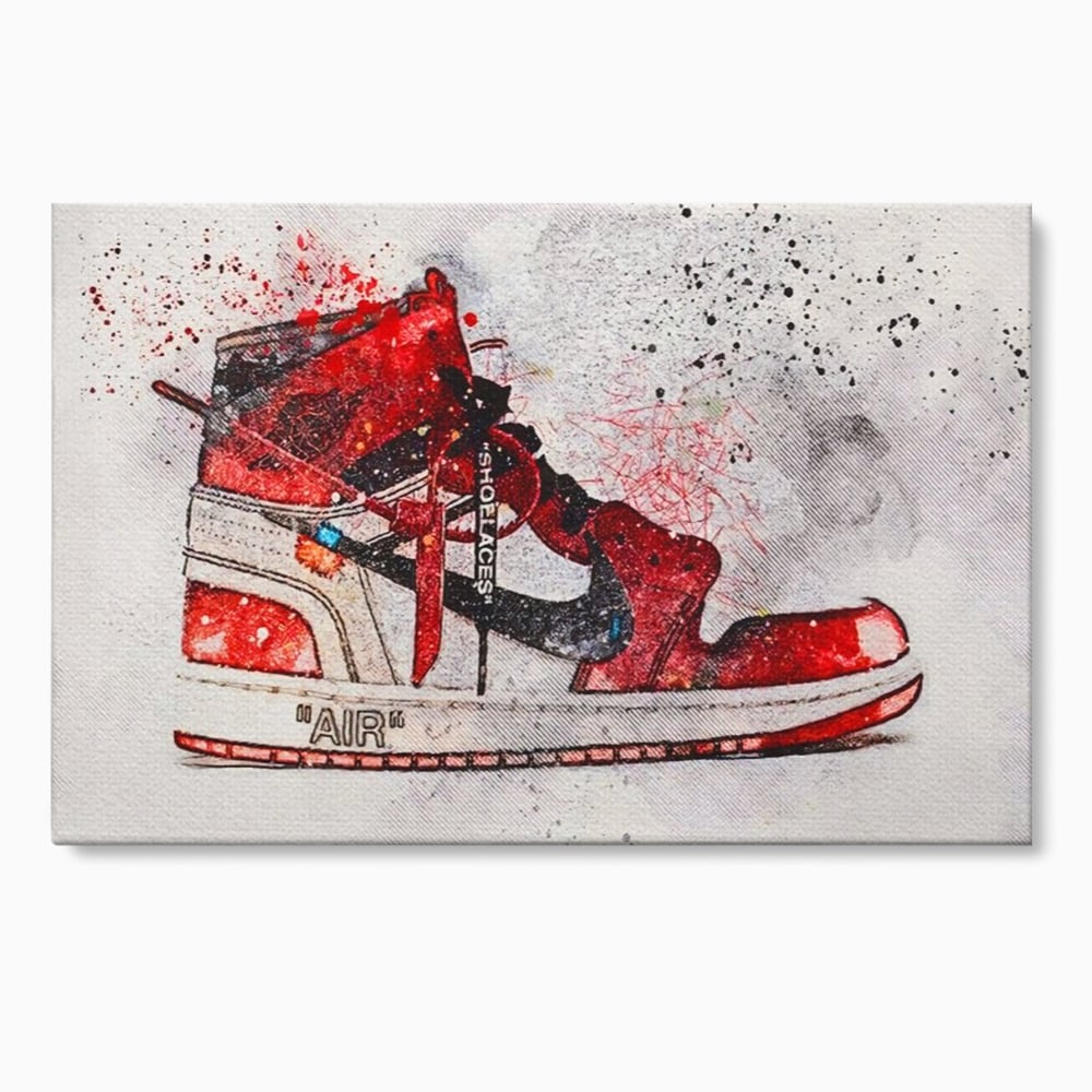 Tablou Canvas Premium, LuxCanva® A1178, Nike Air, Living, Rosu, Jordan, Incaltaminte, Cafenea, Culori Vibrante
