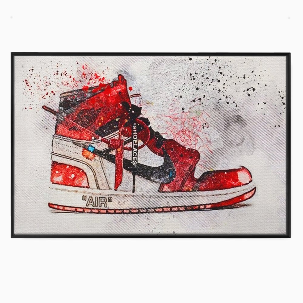 Tablou Canvas Premium, LuxCanva® A1178, Nike Air, Living, Rosu, Jordan, Incaltaminte, Cafenea, Culori Vibrante